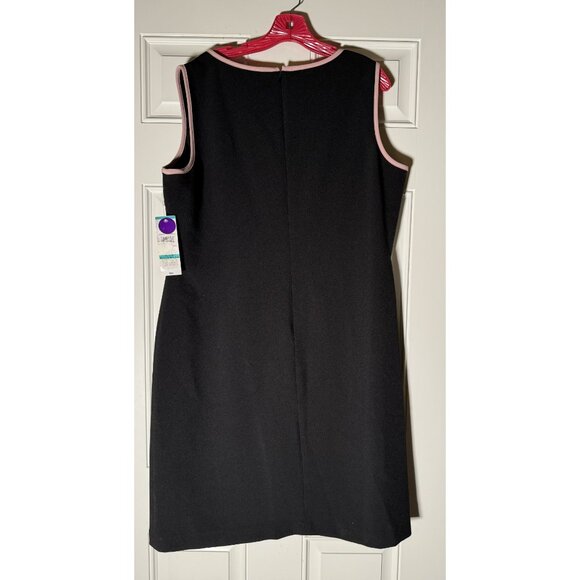 Sleeveless Black Label By Evan-Picone Dress Size 16 Black With Pink Trim - Picture 5 of 5